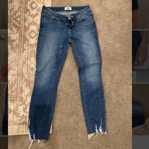 Navy blue frayed jeans